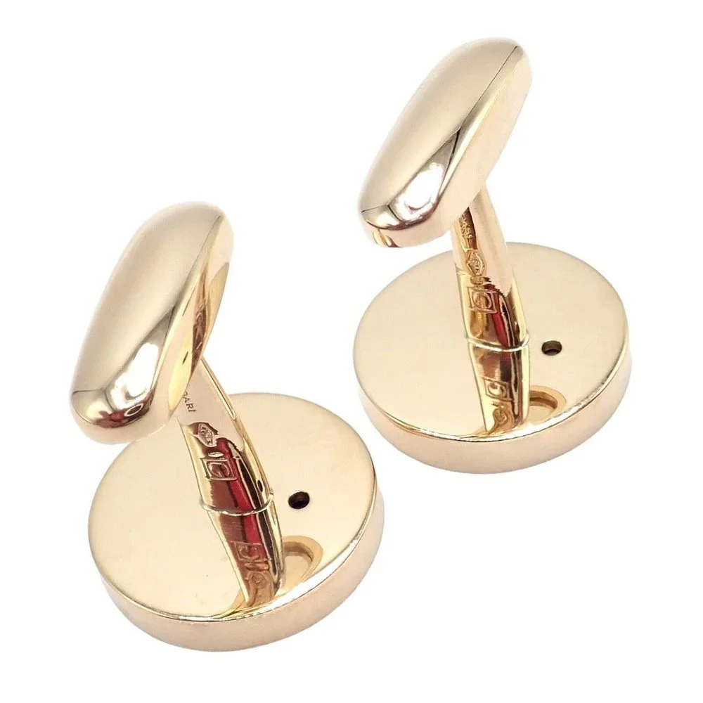 Authentic! Bvlgari Bulgari 18k Yellow Gold Multicenter Cufflink Kit Set